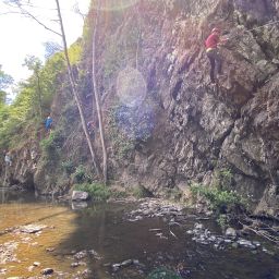 Klettersteigpassage des Burgen-Klettersteig Manderscheid