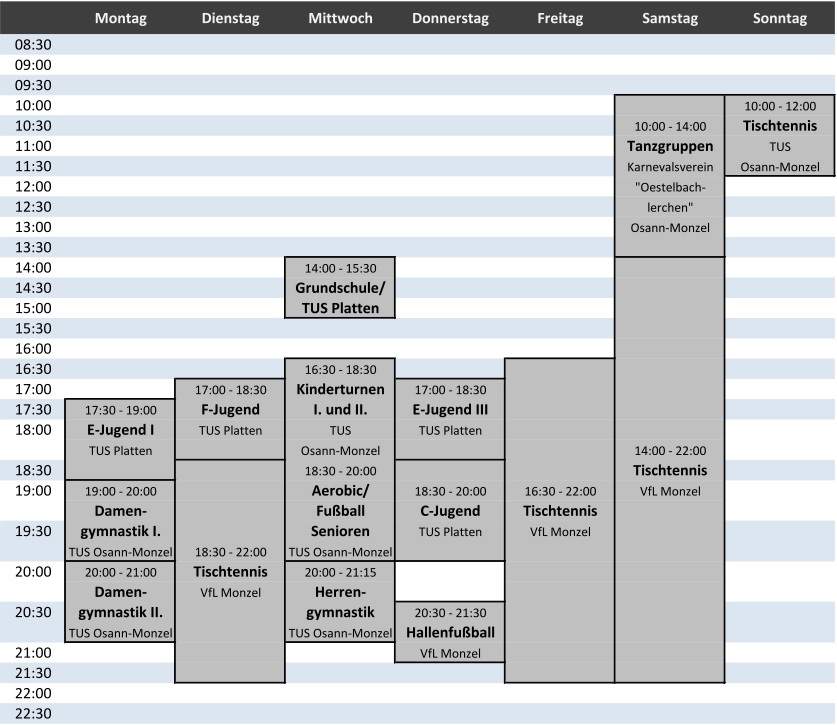 Belegungsplan Schulturnhalle Osann-Monzel